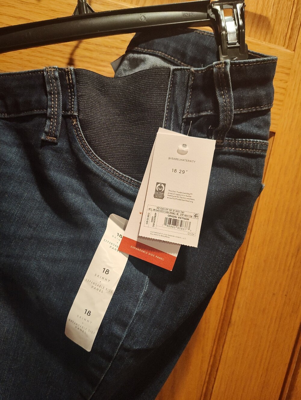 Isabel Maternity Dark Blue Stretch Jeans - With Elastic Side Panels - Picture 2 of 6